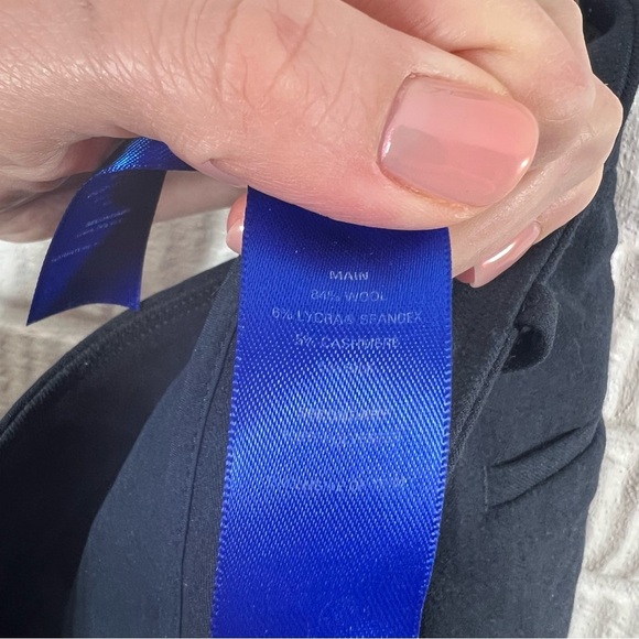 Kit and Ace Navy Stretch Wool Cashmere Silk Straight Slim Trousers Navy 4 - Picture 5 of 6